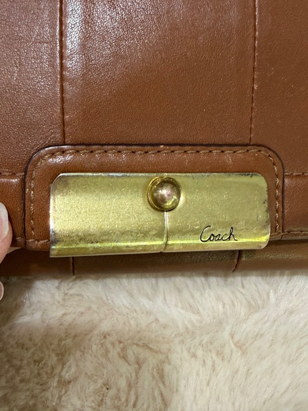 Coach Kristin Leather Checkbook Flap Wallet in Antique Brown - Picture 4 of 11